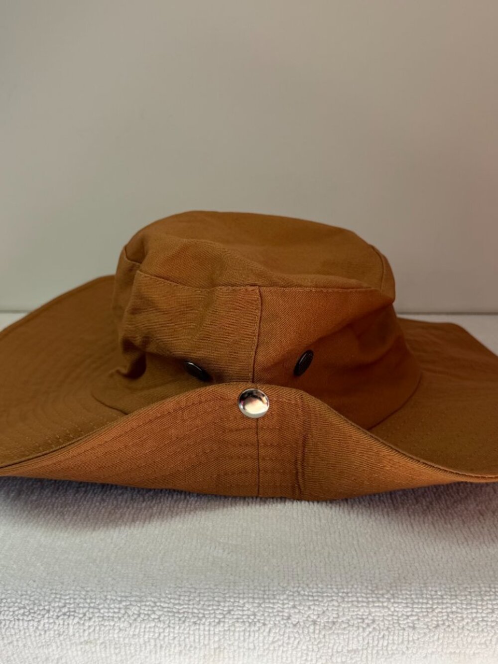 Brown Wide Brim Safari / Boonie Hat – Outdoor Sun Hat – Adjustable Chin Snap